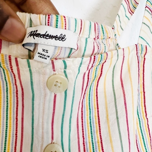 NWOT Madewell Button-Front Cami Tank in Textural Rainbow Stripe - Picture 6 of 7